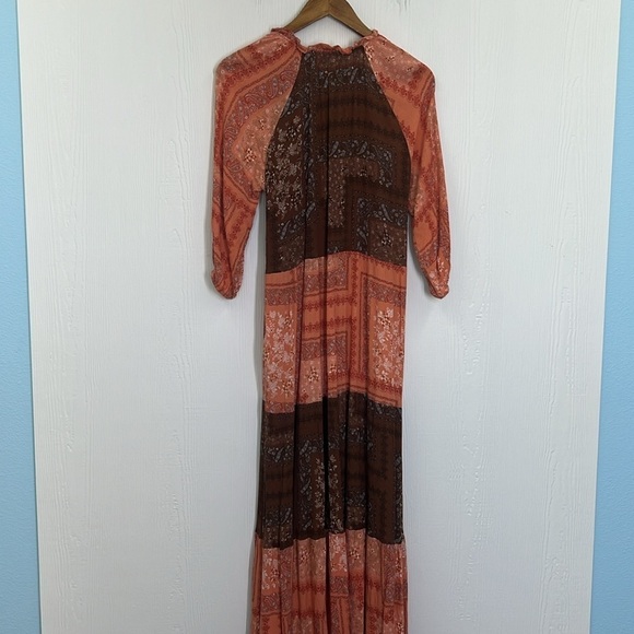 Renee C - Color-block Boho Tiered Three Quarter Sleeve Maxi Dress Small - Picture 13 of 13